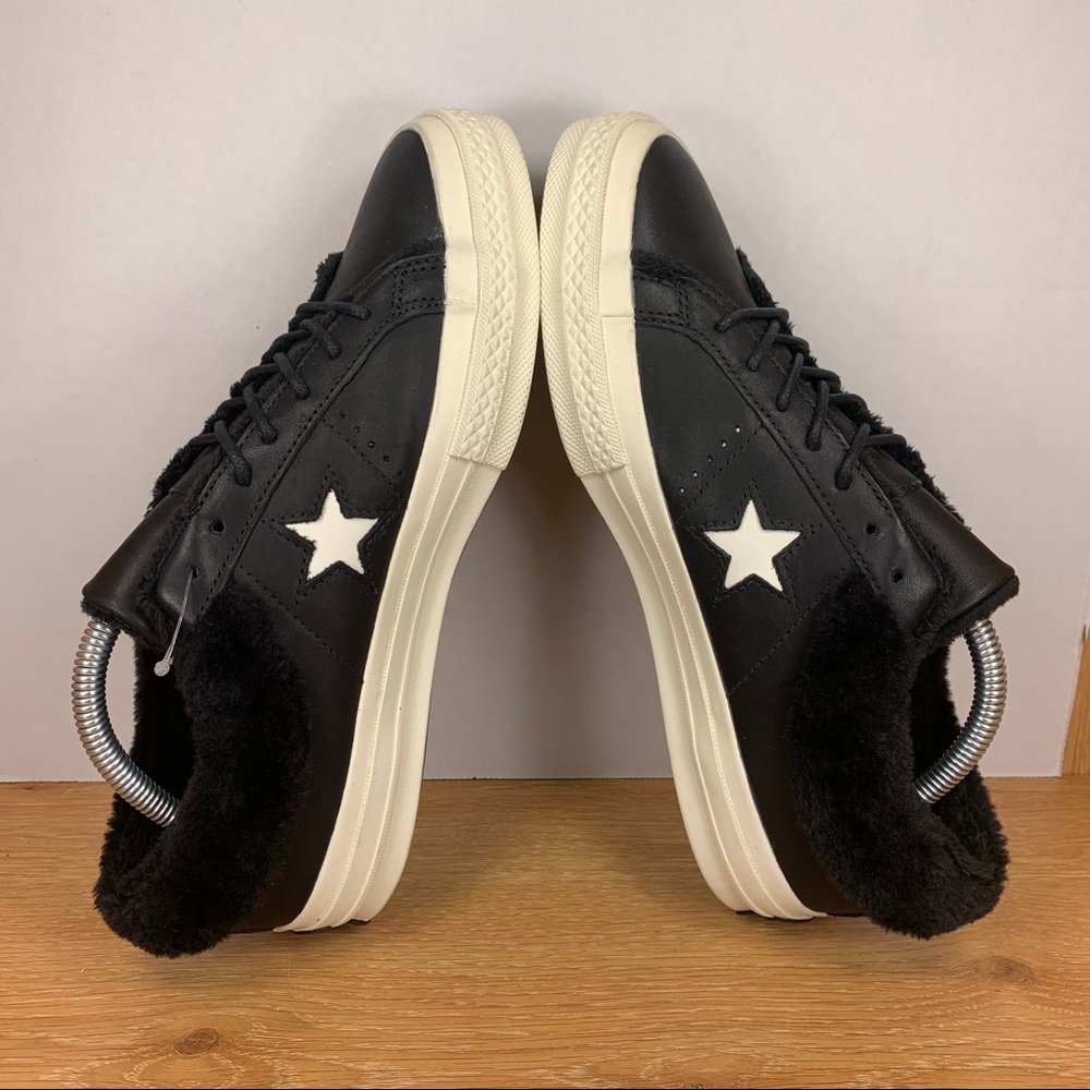Converse One Star Ox Leather Faux Fur Trim Women Sneaker - Picture 6 of 7